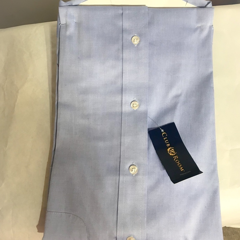 Club Room Wrinkle resistant Dress Shirt Blue men’s wear professional new - Picture 5 of 6